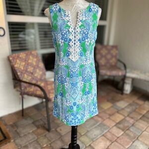 Kensie Blue Plunge Neck Cap Sleeve Sheath Mini Dress